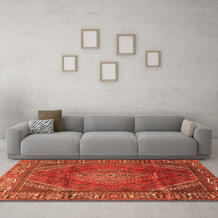 Machine Washable Persian Orange Traditional Area Rugs in a Living Room, wshtr2888org