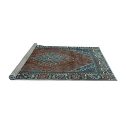 Sideview of Machine Washable Persian Light Blue Traditional Rug, wshtr2888lblu