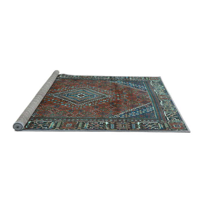 Sideview of Machine Washable Persian Light Blue Traditional Rug, wshtr2888lblu
