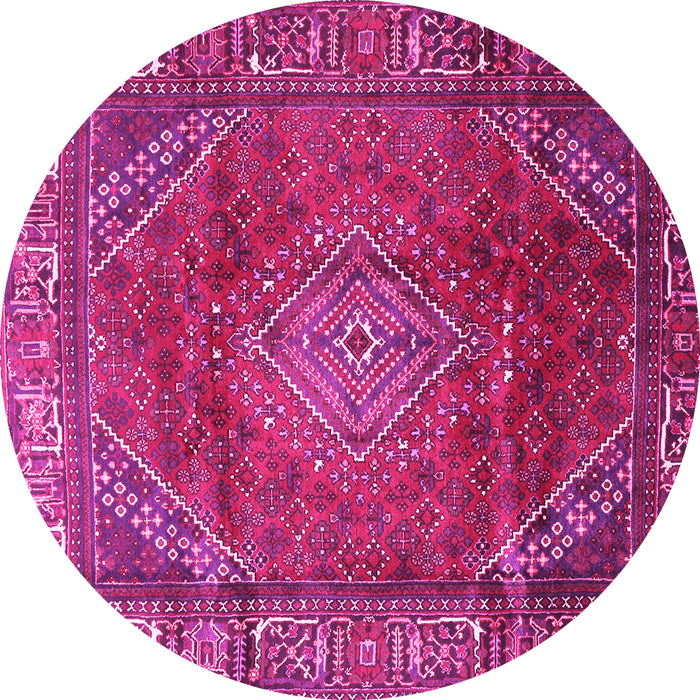 Round Machine Washable Persian Pink Traditional Rug, wshtr2888pnk
