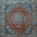 Square Machine Washable Persian Light Blue Traditional Rug, wshtr2888lblu