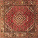 Square Machine Washable Persian Brown Traditional Rug, wshtr2888brn