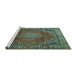 Sideview of Machine Washable Persian Turquoise Traditional Area Rugs, wshtr2888turq