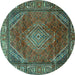Round Persian Turquoise Traditional Rug, tr2888turq