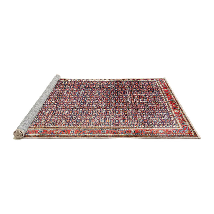 Sideview of Machine Washable Traditional Brown Red Rug, wshtr2889