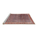 Sideview of Machine Washable Traditional Brown Red Rug, wshtr2889