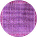 Round Machine Washable Persian Purple Traditional Area Rugs, wshtr2889pur