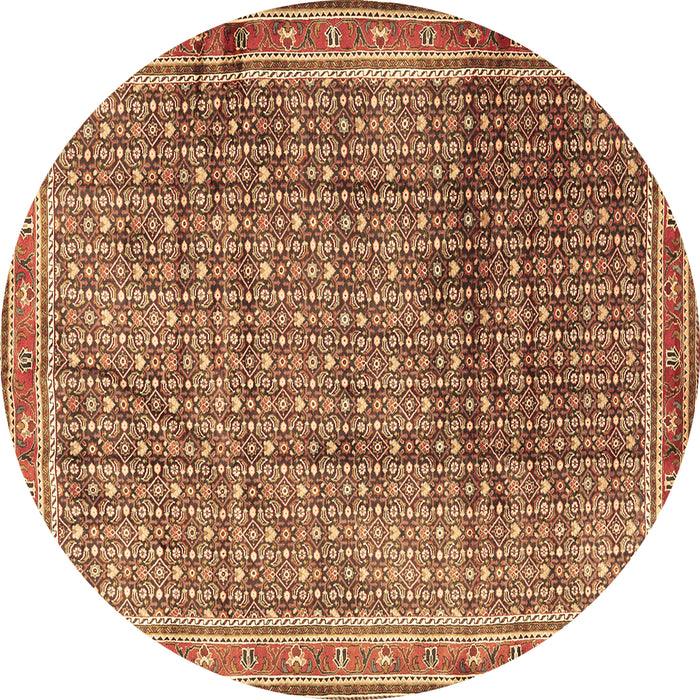 Round Persian Brown Traditional Rug, tr2889brn