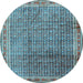 Round Machine Washable Persian Light Blue Traditional Rug, wshtr2889lblu