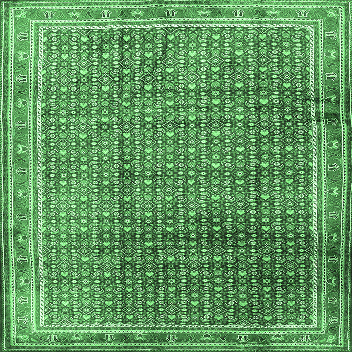 Square Persian Emerald Green Traditional Rug, tr2889emgrn