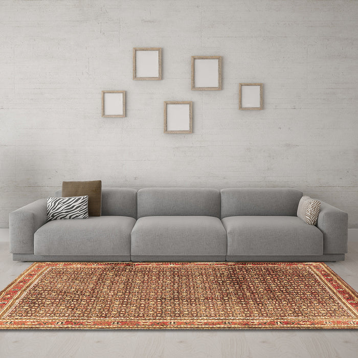 Machine Washable Persian Brown Traditional Rug in a Living Room,, wshtr2889brn