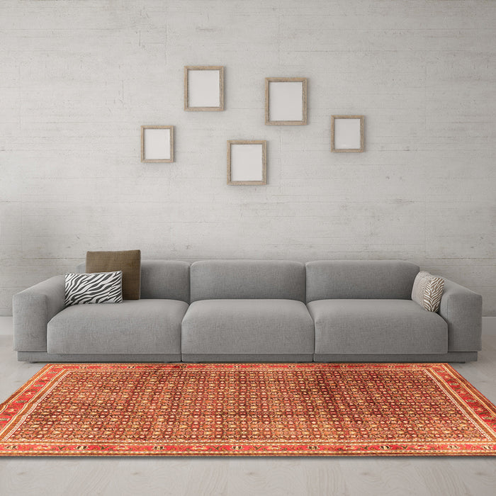 Machine Washable Persian Orange Traditional Area Rugs in a Living Room, wshtr2889org