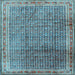 Square Machine Washable Persian Light Blue Traditional Rug, wshtr2889lblu