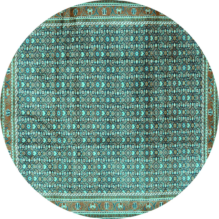 Round Persian Turquoise Traditional Rug, tr2889turq