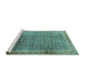 Sideview of Machine Washable Persian Turquoise Traditional Area Rugs, wshtr2889turq