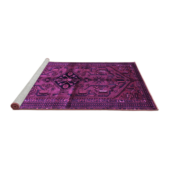 Sideview of Machine Washable Persian Purple Traditional Area Rugs, wshtr288pur