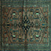 Square Machine Washable Persian Turquoise Traditional Area Rugs, wshtr288turq