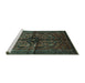 Sideview of Machine Washable Persian Turquoise Traditional Area Rugs, wshtr288turq