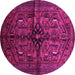 Round Machine Washable Persian Pink Traditional Rug, wshtr288pnk