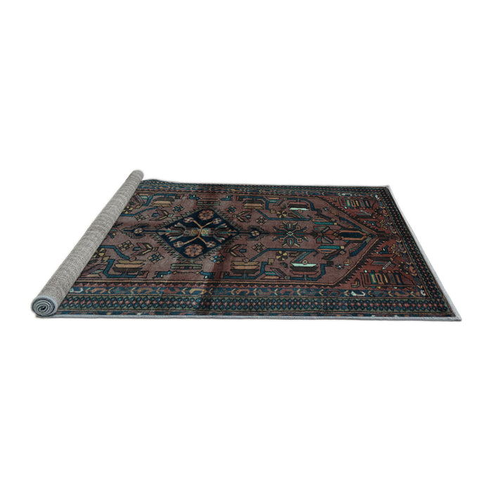 Sideview of Machine Washable Persian Light Blue Traditional Rug, wshtr288lblu