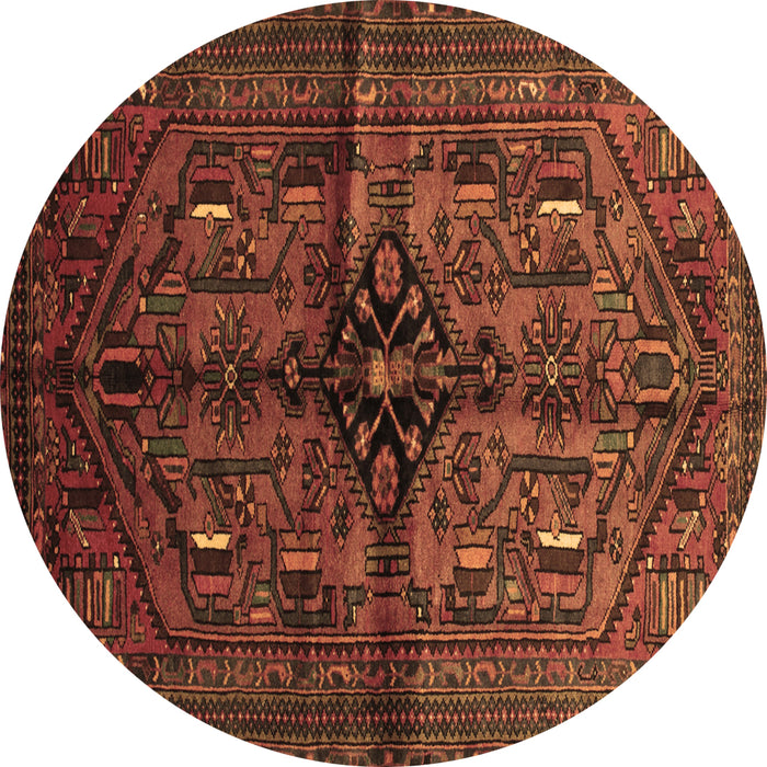 Round Persian Brown Traditional Rug, tr288brn