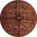 Round Persian Brown Traditional Rug, tr288brn