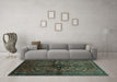 Machine Washable Persian Turquoise Traditional Area Rugs in a Living Room,, wshtr288turq