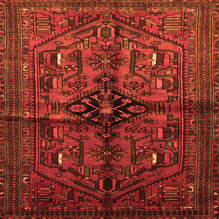 Round Machine Washable Persian Orange Traditional Area Rugs, wshtr288org