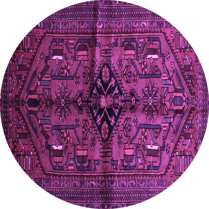 Round Persian Purple Traditional Rug, tr288pur