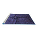 Sideview of Machine Washable Persian Blue Traditional Rug, wshtr288blu