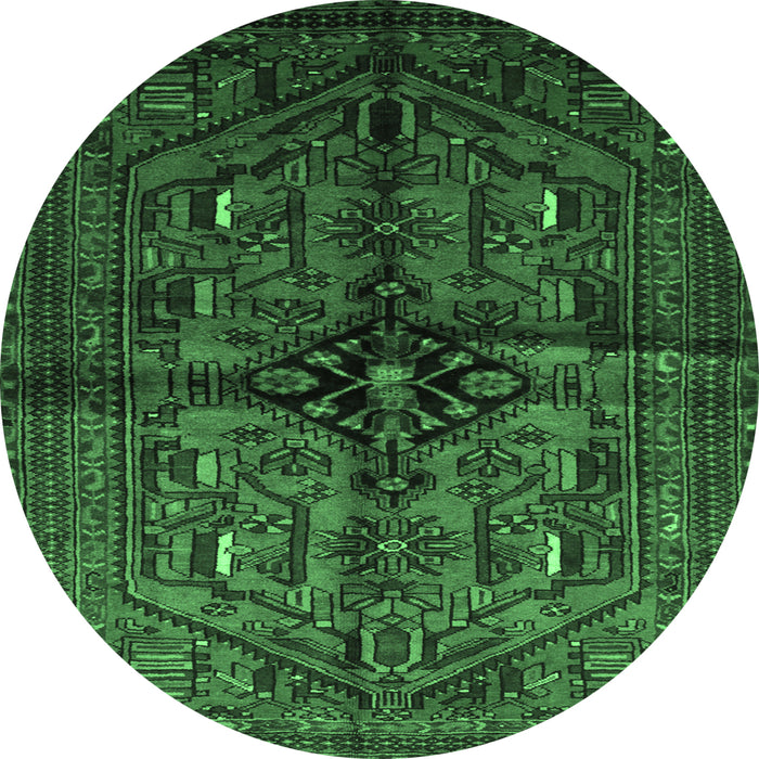 Round Persian Emerald Green Traditional Rug, tr288emgrn