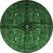 Round Persian Emerald Green Traditional Rug, tr288emgrn