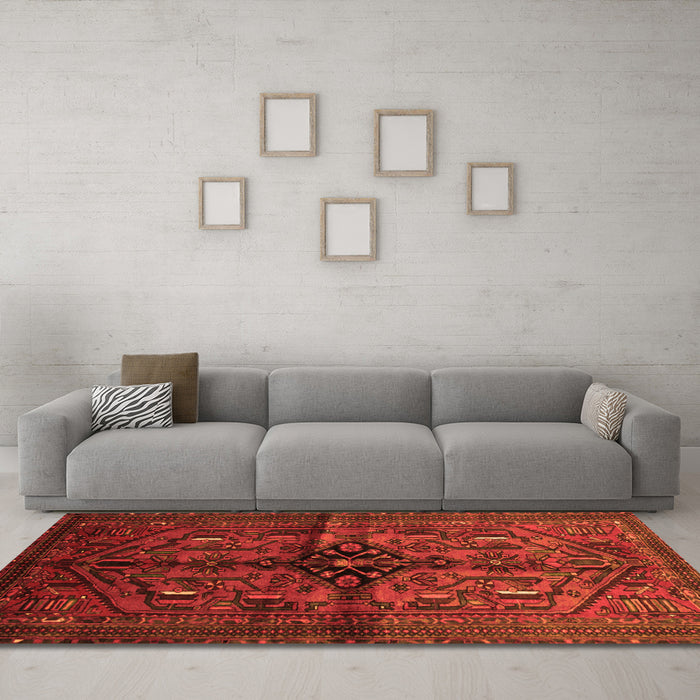 Machine Washable Persian Orange Traditional Area Rugs in a Living Room, wshtr288org