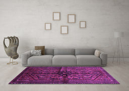 Machine Washable Persian Purple Traditional Area Rugs in a Living Room, wshtr288pur