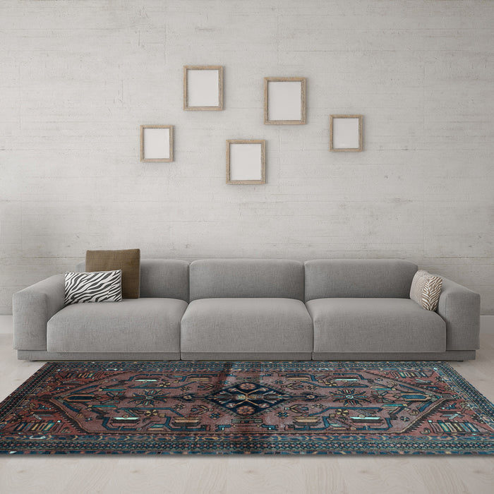 Machine Washable Persian Light Blue Traditional Rug in a Living Room, wshtr288lblu