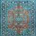 Square Machine Washable Persian Light Blue Traditional Rug, wshtr2890lblu