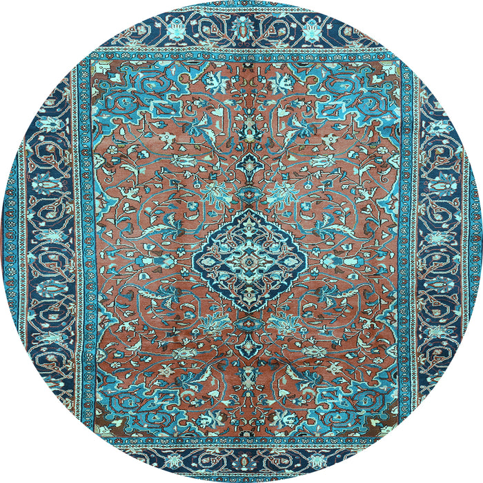 Round Persian Light Blue Traditional Rug, tr2890lblu