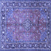 Square Machine Washable Persian Blue Traditional Rug, wshtr2890blu