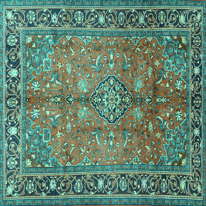 Square Persian Turquoise Traditional Rug, tr2890turq