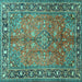 Square Persian Turquoise Traditional Rug, tr2890turq