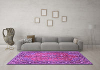 Machine Washable Persian Purple Traditional Rug, wshtr2890pur