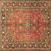 Square Machine Washable Persian Brown Traditional Rug, wshtr2890brn