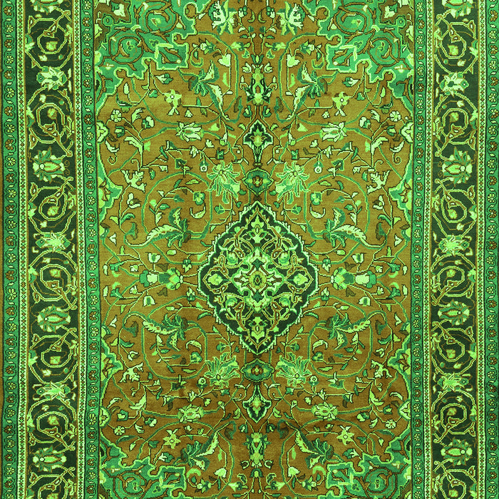 Serging Thickness of Machine Washable Persian Green Traditional Area Rugs, wshtr2890grn