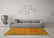 Machine Washable Persian Yellow Traditional Rug in a Living Room, wshtr2890yw