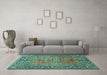 Machine Washable Persian Turquoise Traditional Area Rugs in a Living Room,, wshtr2890turq