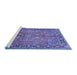 Sideview of Machine Washable Persian Blue Traditional Rug, wshtr2890blu