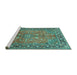 Sideview of Machine Washable Persian Turquoise Traditional Area Rugs, wshtr2890turq