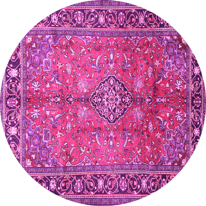Round Machine Washable Persian Pink Traditional Rug, wshtr2890pnk