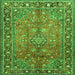 Round Machine Washable Persian Green Traditional Area Rugs, wshtr2890grn