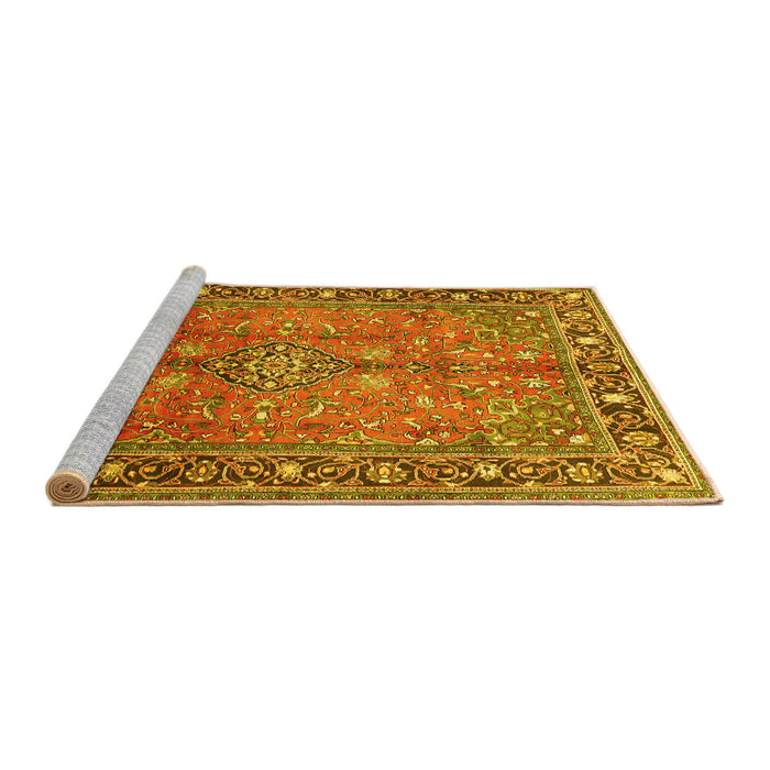 Sideview of Machine Washable Persian Yellow Traditional Rug, wshtr2890yw